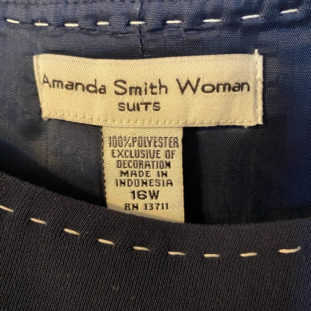 Amanda Smith Navy Blazer and Skirt Set with White Contrast Stitching
